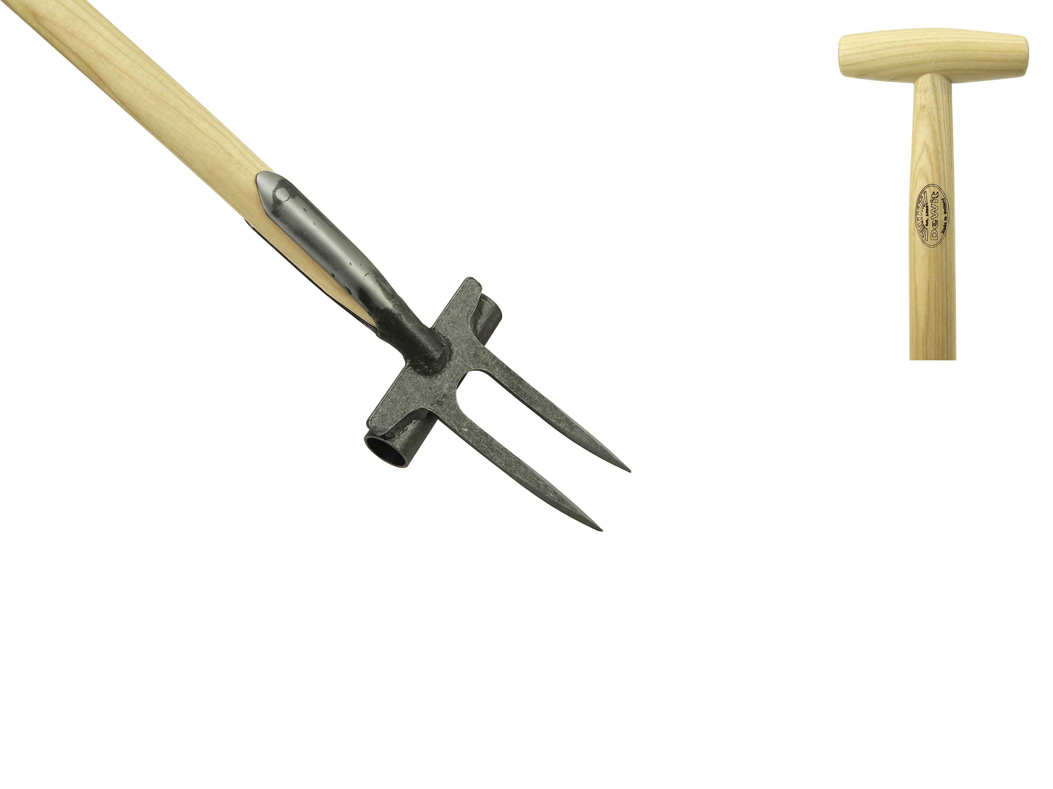 Heavy duty pitch repairfork short tines, with 90cm T-handle